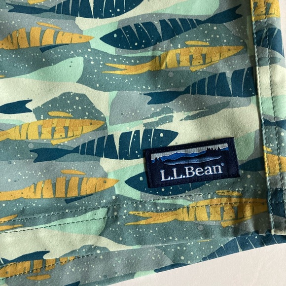 L.L. Bean SZ L Mens Iron Blue Fish swim trunks - Picture 1 of 10
